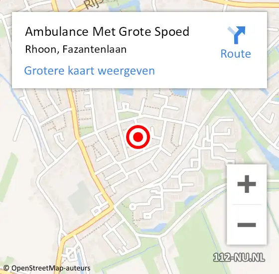 Locatie op kaart van de 112 melding: Ambulance Met Grote Spoed Naar Rhoon, Fazantenlaan op 26 februari 2018 22:21