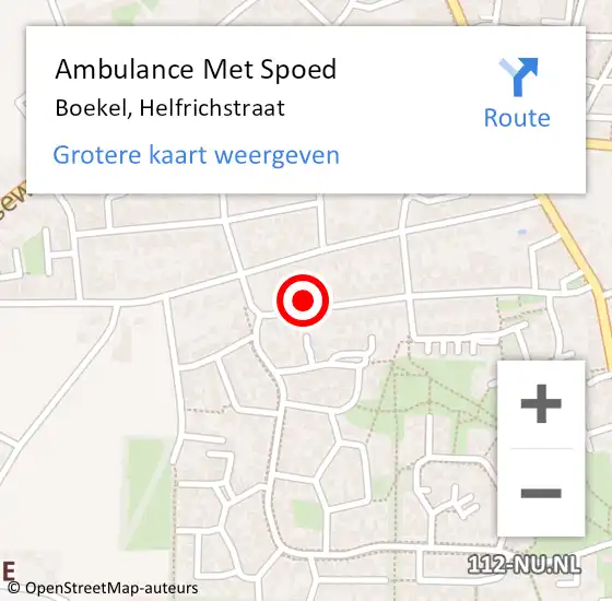 Locatie op kaart van de 112 melding: Ambulance Met Spoed Naar Boekel, Helfrichstraat op 26 februari 2018 23:24