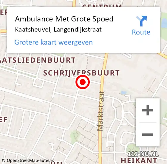 Locatie op kaart van de 112 melding: Ambulance Met Grote Spoed Naar Kaatsheuvel, Langendijkstraat op 26 februari 2018 23:52