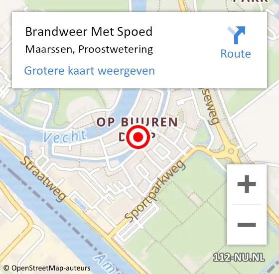 Locatie op kaart van de 112 melding: Brandweer Met Spoed Naar Maarssen, Proostwetering op 27 februari 2018 00:39