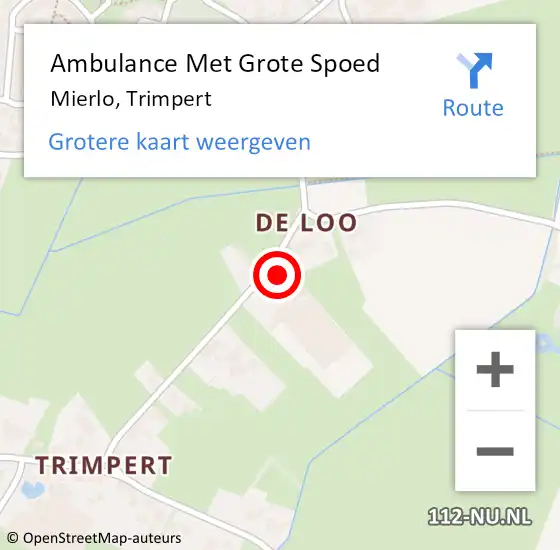 Locatie op kaart van de 112 melding: Ambulance Met Grote Spoed Naar Mierlo, Trimpert op 27 februari 2018 02:52