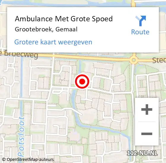 Locatie op kaart van de 112 melding: Ambulance Met Grote Spoed Naar Grootebroek, Gemaal op 27 februari 2018 03:12