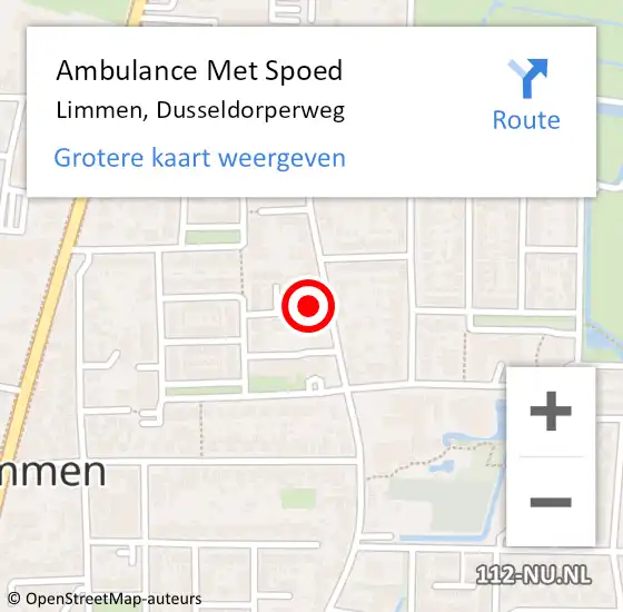 Locatie op kaart van de 112 melding: Ambulance Met Spoed Naar Limmen, Dusseldorperweg op 27 februari 2018 03:35