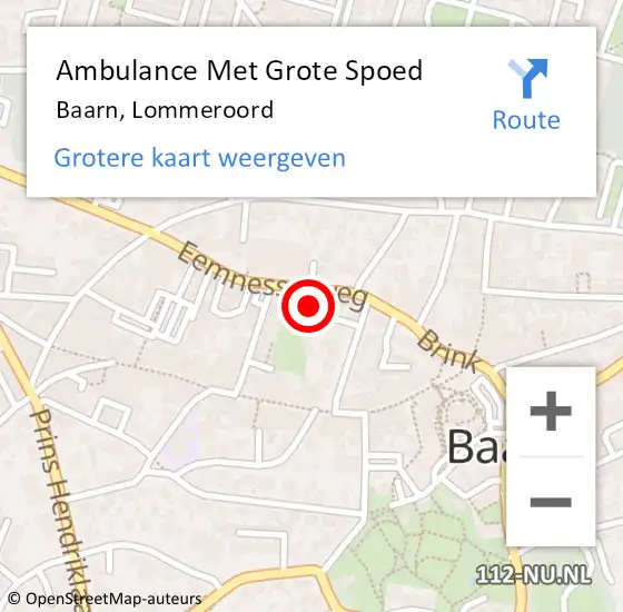 Locatie op kaart van de 112 melding: Ambulance Met Grote Spoed Naar Baarn, Lommeroord op 27 februari 2018 04:08