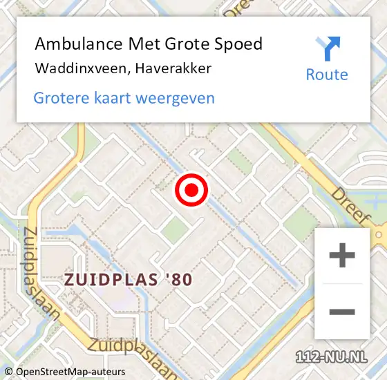 Locatie op kaart van de 112 melding: Ambulance Met Grote Spoed Naar Waddinxveen, Haverakker op 27 februari 2018 05:42