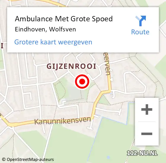 Locatie op kaart van de 112 melding: Ambulance Met Grote Spoed Naar Eindhoven, Wolfsven op 27 februari 2018 06:23