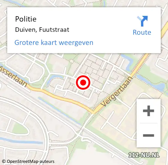 Locatie op kaart van de 112 melding: Politie Duiven, Fuutstraat op 27 februari 2018 07:33