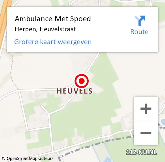 Locatie op kaart van de 112 melding: Ambulance Met Spoed Naar Herpen, Heuvelstraat op 27 februari 2018 07:43