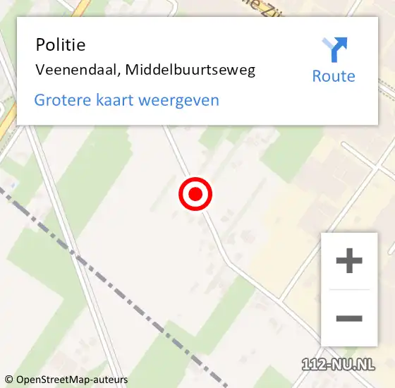 Locatie op kaart van de 112 melding: Politie Veenendaal, Middelbuurtseweg op 27 februari 2018 07:49