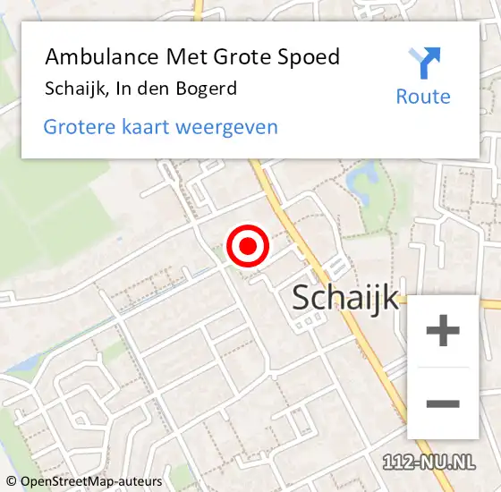 Locatie op kaart van de 112 melding: Ambulance Met Grote Spoed Naar Schaijk, In den Bogerd op 27 februari 2018 08:02