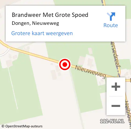 Locatie op kaart van de 112 melding: Brandweer Met Grote Spoed Naar Dongen, Nieuweweg op 27 februari 2018 08:20