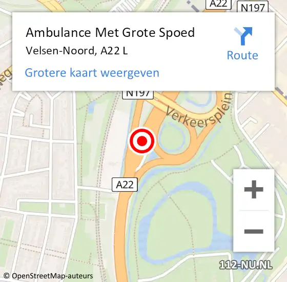 Locatie op kaart van de 112 melding: Ambulance Met Grote Spoed Naar Velsen-Noord, A22 L op 27 februari 2018 08:23