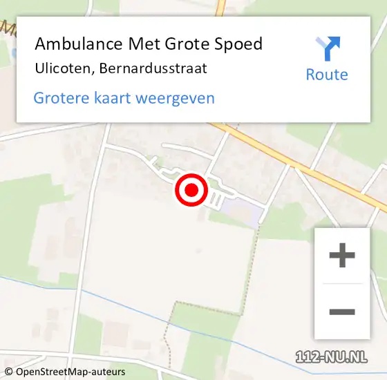 Locatie op kaart van de 112 melding: Ambulance Met Grote Spoed Naar Ulicoten, Bernardusstraat op 17 februari 2014 14:34