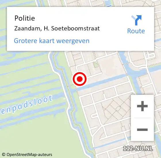 Locatie op kaart van de 112 melding: Politie Zaandam, H. Soeteboomstraat op 27 februari 2018 08:44