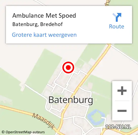 Locatie op kaart van de 112 melding: Ambulance Met Spoed Naar Batenburg, Bredehof op 27 februari 2018 09:05