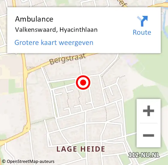 Locatie op kaart van de 112 melding: Ambulance Valkenswaard, Hyacinthlaan op 27 februari 2018 10:04