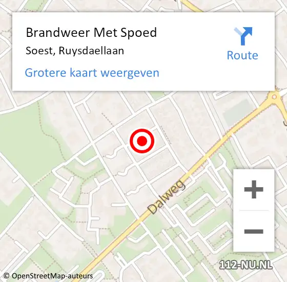 Locatie op kaart van de 112 melding: Brandweer Met Spoed Naar Soest, Ruysdaellaan op 27 februari 2018 10:05