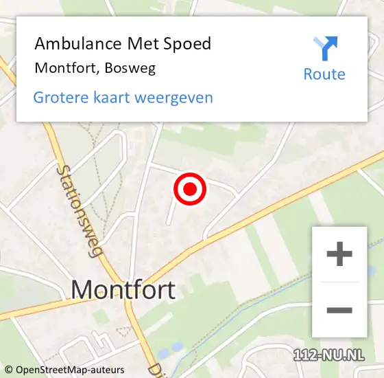 Locatie op kaart van de 112 melding: Ambulance Met Spoed Naar Montfort, Bosweg op 27 februari 2018 10:34