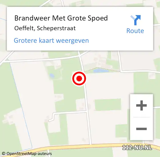 Locatie op kaart van de 112 melding: Brandweer Met Grote Spoed Naar Oeffelt, Scheperstraat op 27 februari 2018 10:42