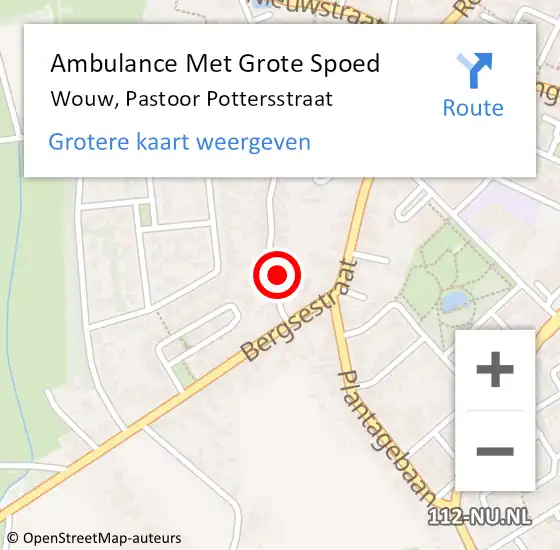 Locatie op kaart van de 112 melding: Ambulance Met Grote Spoed Naar Wouw, Pastoor Pottersstraat op 27 februari 2018 10:59