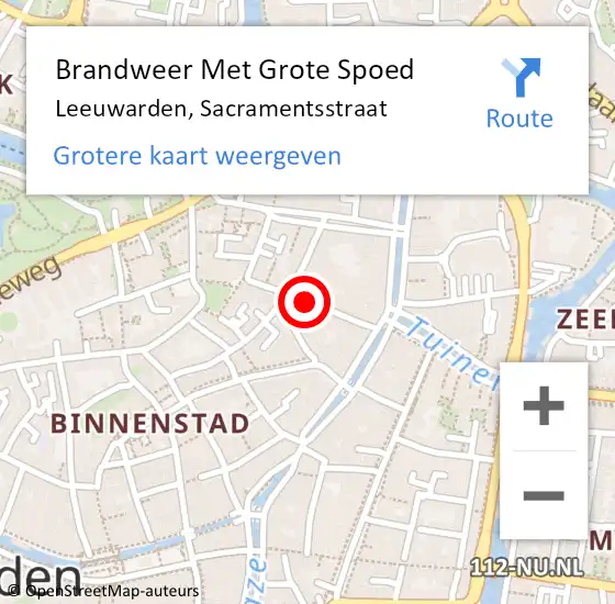 Locatie op kaart van de 112 melding: Brandweer Met Grote Spoed Naar Leeuwarden, Sacramentsstraat op 17 februari 2014 14:49