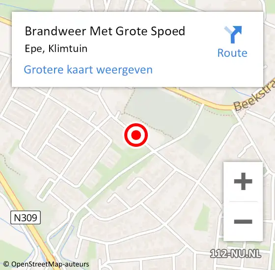 Locatie op kaart van de 112 melding: Brandweer Met Grote Spoed Naar Epe, Klimtuin op 27 februari 2018 11:15