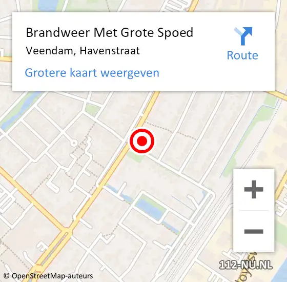 Locatie op kaart van de 112 melding: Brandweer Met Grote Spoed Naar Veendam, Havenstraat op 22 september 2013 19:46