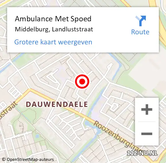 Locatie op kaart van de 112 melding: Ambulance Met Spoed Naar Middelburg, Landluststraat op 27 februari 2018 12:17