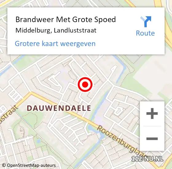 Locatie op kaart van de 112 melding: Brandweer Met Grote Spoed Naar Middelburg, Landluststraat op 27 februari 2018 12:30