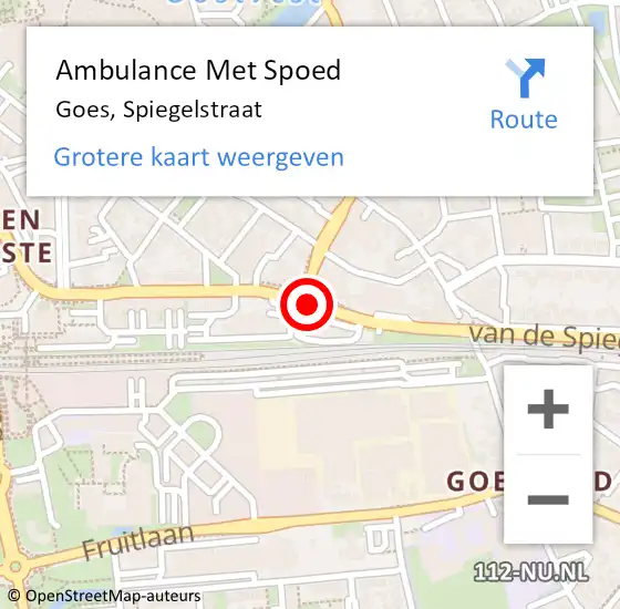 Locatie op kaart van de 112 melding: Ambulance Met Spoed Naar Goes, Spiegelstraat op 27 februari 2018 12:35