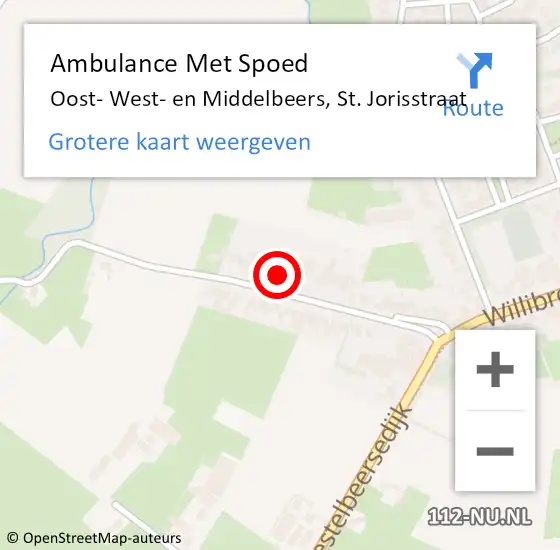 Locatie op kaart van de 112 melding: Ambulance Met Spoed Naar Oost- West- en Middelbeers, St. Jorisstraat op 27 februari 2018 12:37