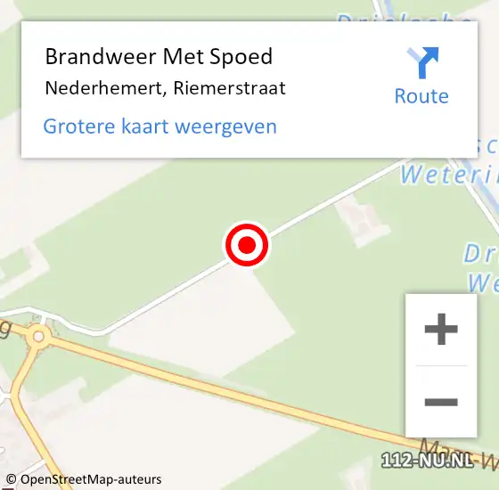 Locatie op kaart van de 112 melding: Brandweer Met Spoed Naar Nederhemert, Riemerstraat op 17 februari 2014 15:04