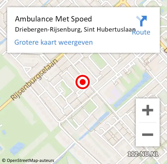 Locatie op kaart van de 112 melding: Ambulance Met Spoed Naar Driebergen-Rijsenburg, Sint Hubertuslaan op 27 februari 2018 13:54