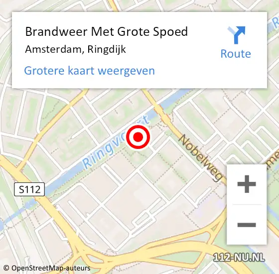 Locatie op kaart van de 112 melding: Brandweer Met Grote Spoed Naar Amsterdam, Ringdijk op 27 februari 2018 14:09
