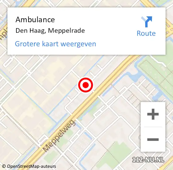 Locatie op kaart van de 112 melding: Ambulance Den Haag, Meppelrade op 27 februari 2018 15:13