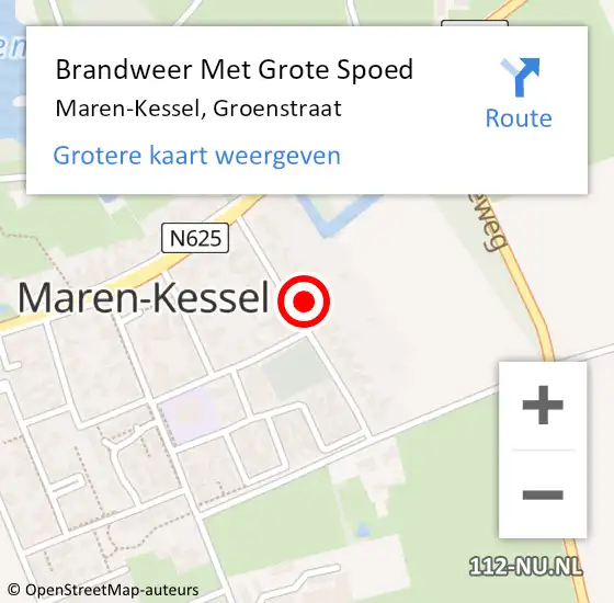 Locatie op kaart van de 112 melding: Brandweer Met Grote Spoed Naar Maren-Kessel, Groenstraat op 27 februari 2018 15:28