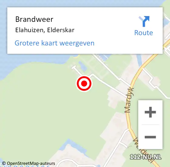 Locatie op kaart van de 112 melding: Brandweer Elahuizen, Elderskar op 27 februari 2018 15:39