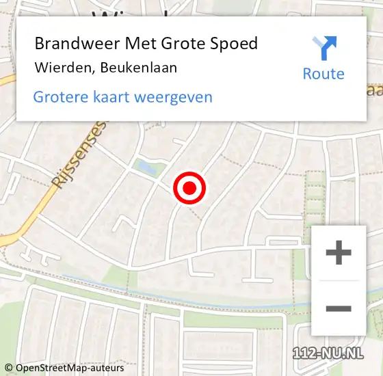 Locatie op kaart van de 112 melding: Brandweer Met Grote Spoed Naar Wierden, Beukenlaan op 27 februari 2018 15:43