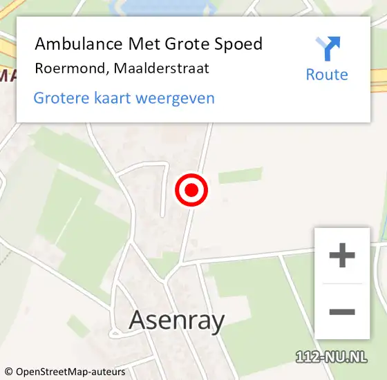 Locatie op kaart van de 112 melding: Ambulance Met Grote Spoed Naar Roermond, Maalderstraat op 27 februari 2018 15:58