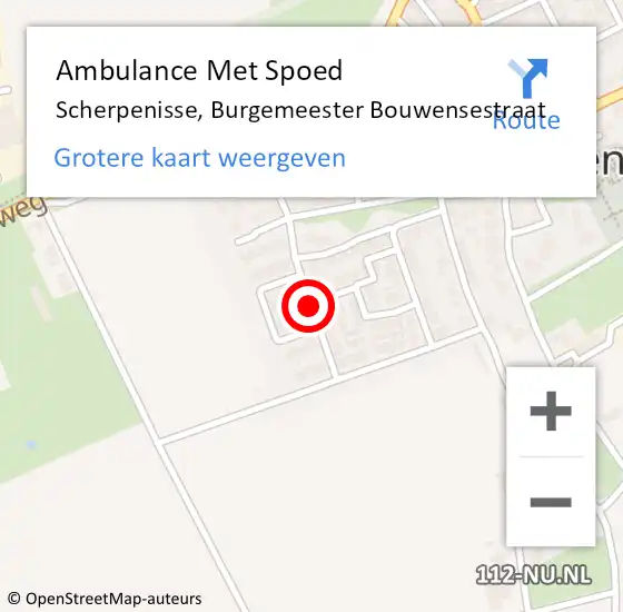 Locatie op kaart van de 112 melding: Ambulance Met Spoed Naar Scherpenisse, Burgemeester Bouwensestraat op 27 februari 2018 15:58