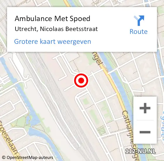 Locatie op kaart van de 112 melding: Ambulance Met Spoed Naar Utrecht, Nicolaas Beetsstraat op 27 februari 2018 16:59