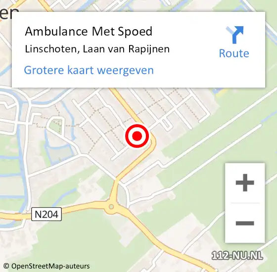 Locatie op kaart van de 112 melding: Ambulance Met Spoed Naar Linschoten, Laan van Rapijnen op 27 februari 2018 17:06