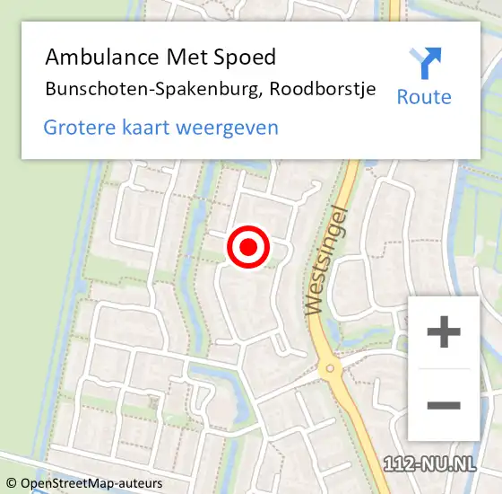 Locatie op kaart van de 112 melding: Ambulance Met Spoed Naar Bunschoten-Spakenburg, Roodborstje op 27 februari 2018 17:28