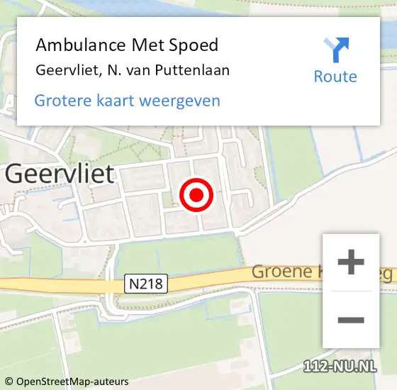 Locatie op kaart van de 112 melding: Ambulance Met Spoed Naar Geervliet, N. van Puttenlaan op 27 februari 2018 17:43