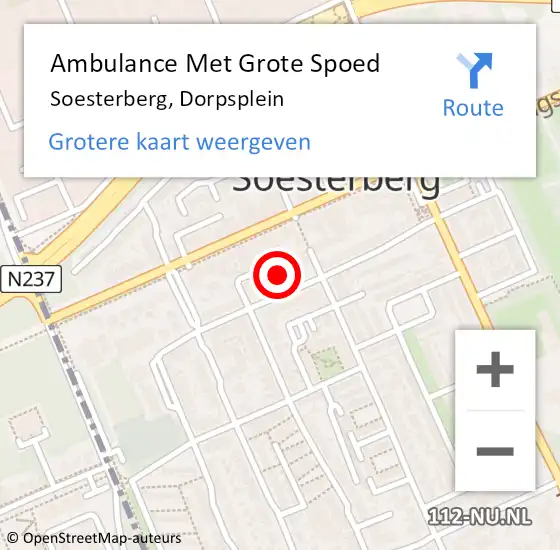 Locatie op kaart van de 112 melding: Ambulance Met Grote Spoed Naar Soesterberg, Dorpsplein op 27 februari 2018 18:21