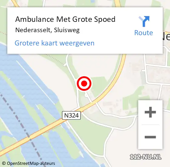 Locatie op kaart van de 112 melding: Ambulance Met Grote Spoed Naar Nederasselt, Sluisweg op 27 februari 2018 18:31