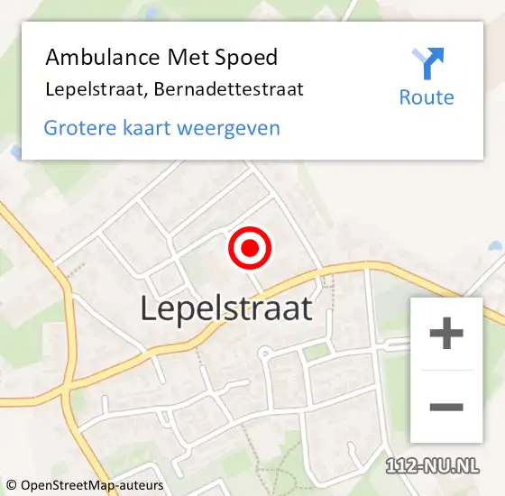 Locatie op kaart van de 112 melding: Ambulance Met Spoed Naar Lepelstraat, Bernadettestraat op 27 februari 2018 18:34