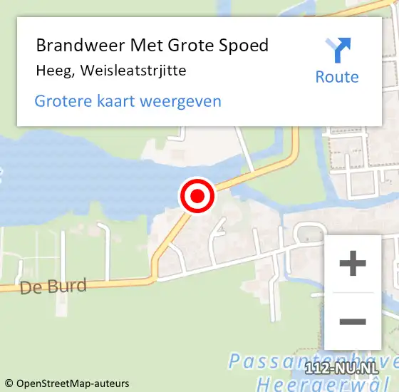 Locatie op kaart van de 112 melding: Brandweer Met Grote Spoed Naar Heeg, Weisleatstrjitte op 27 februari 2018 18:35