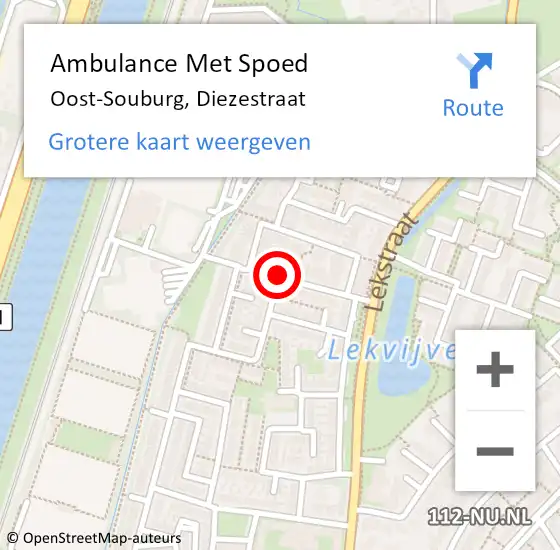 Locatie op kaart van de 112 melding: Ambulance Met Spoed Naar Oost-Souburg, Diezestraat op 27 februari 2018 18:40