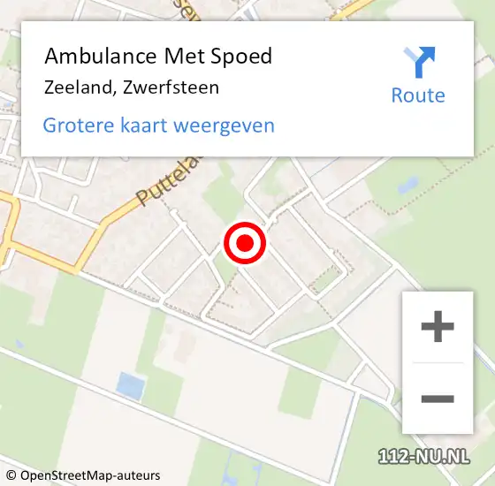 Locatie op kaart van de 112 melding: Ambulance Met Spoed Naar Zeeland, Zwerfsteen op 27 februari 2018 18:45